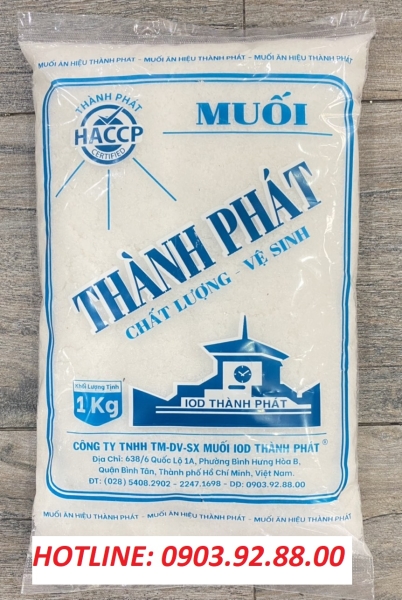 Muối ăn túi 1kg - Muối IOD Thành Phát - Công Ty TNHH TM DV Sản Xuất Muối IOD Thành Phát